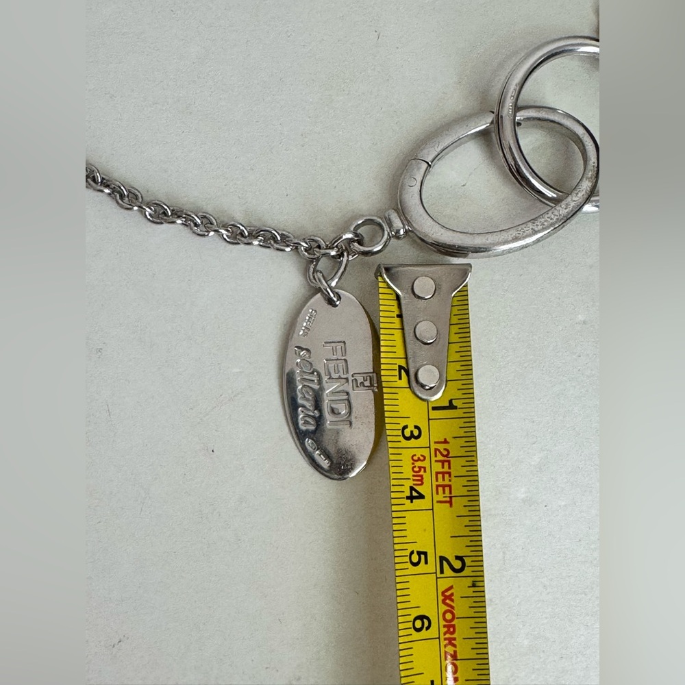 FENDI Vintage Necklace Selleria Oval Plate Charm 925 Silver - Picture 7 of 13